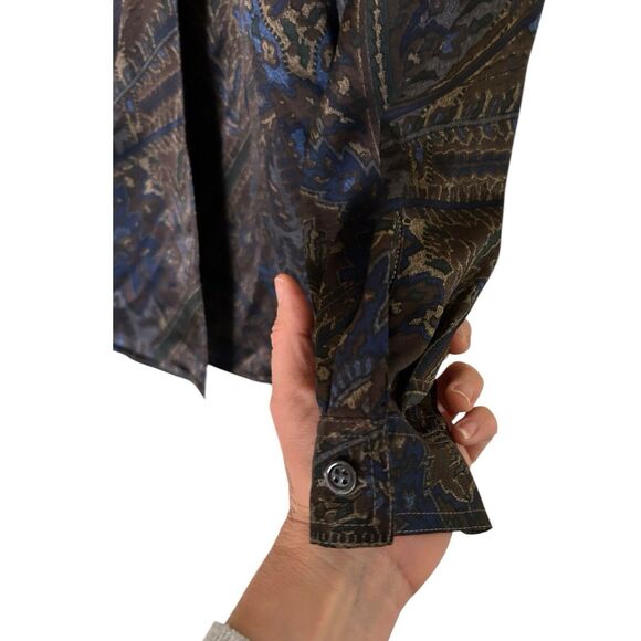 Valentino VTG Miss V Pleated Skirt & Blouse Set Silk 2 Piece Sz 44=US 10 Paisley - Picture 9 of 12